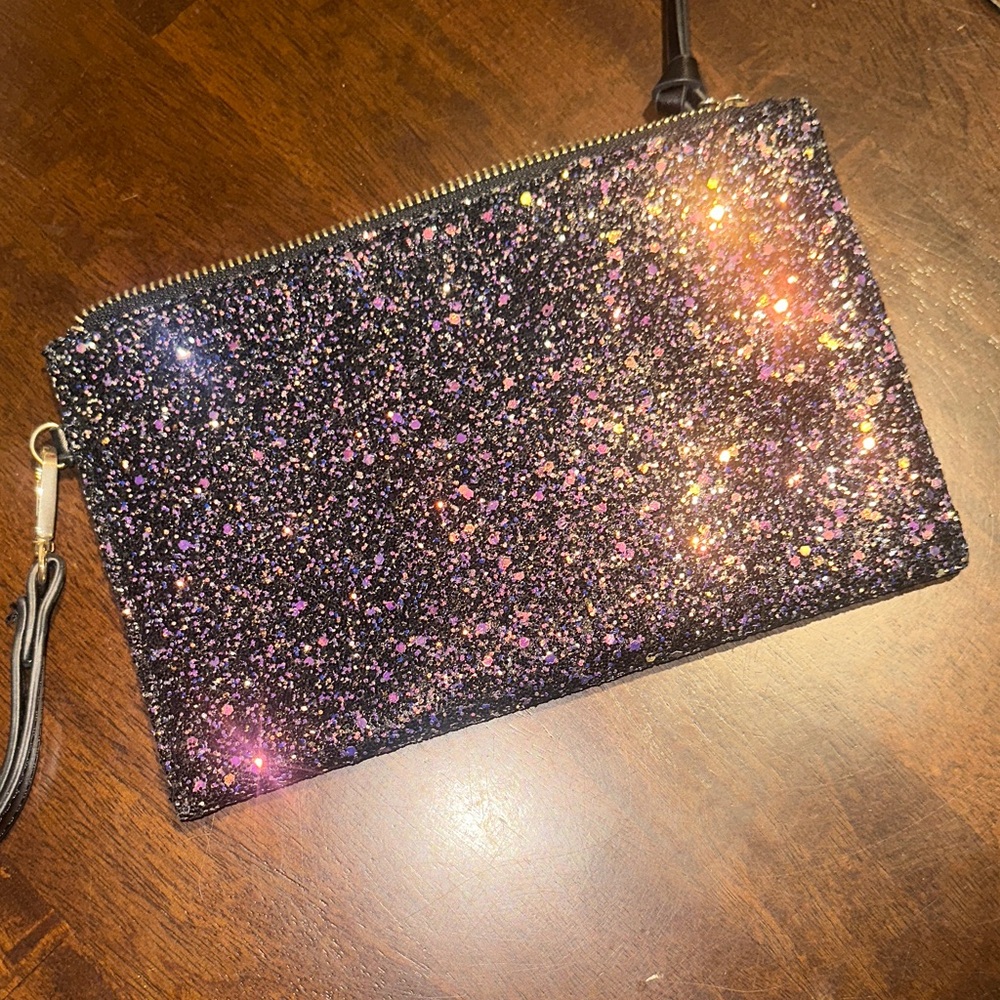 Charming Charlie Sparkling Black and Purple Wristlet